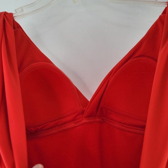 NWT Time & Tru Small 4/6 Orange One Piece Swimsuit Bathing Suit Waist Slimming - Picture 3 of 6